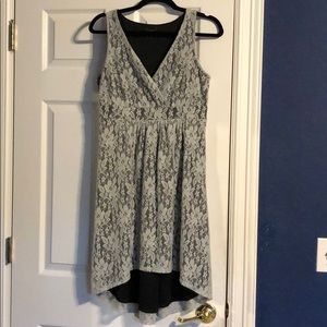 Silver Lace Hi-Lo Dress